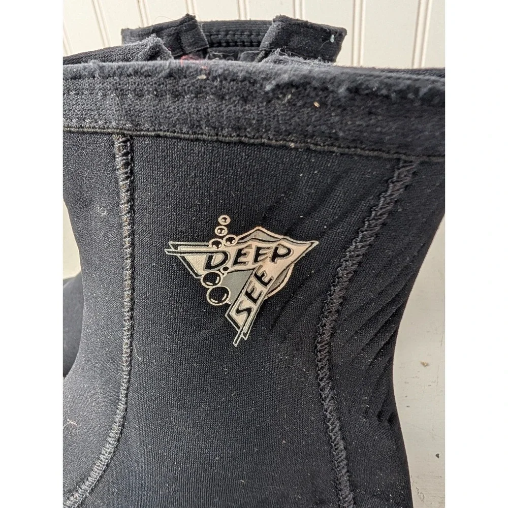 Deep See Scuba Diving Water Neoprene Boots Side Zip Black PO#: 2051 Mens Size 7